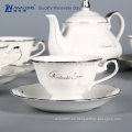 La insignia blanca pura 15pcs personalizó el café y el té antiguos de la porcelana fina fija, sistema fino del café de China para la venta